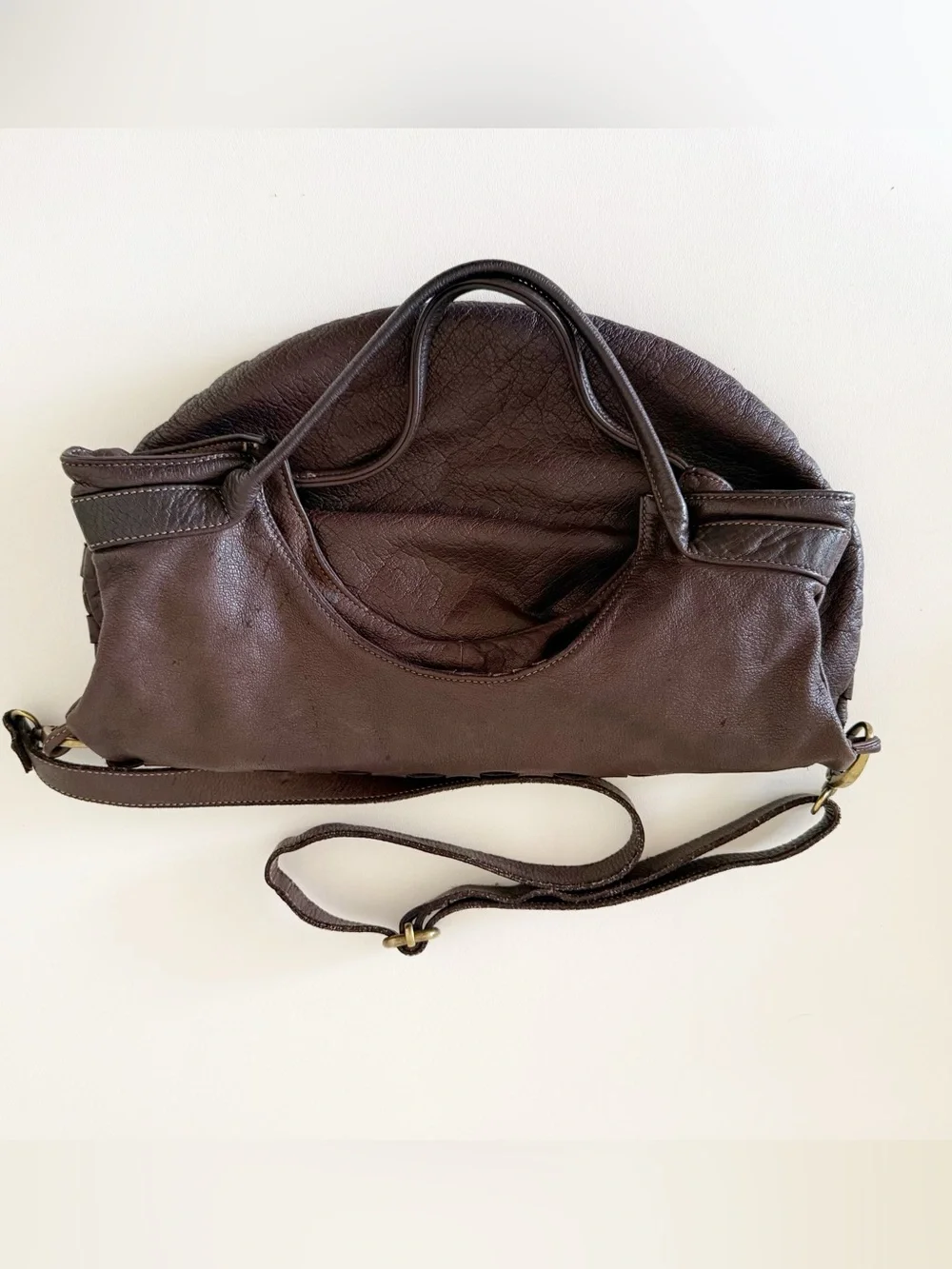 Civico 93 Bag Woven Leather Hobo Saddle Chic Boho Brown Medium